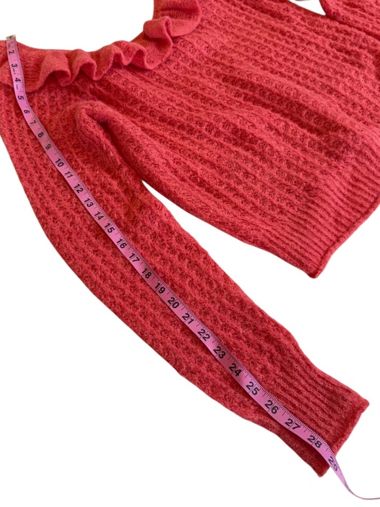 Size Medium Anthropologie Coral Ruffled Boat Neck/Off-Shoulder Lightweight Top - Picture 6 of 6